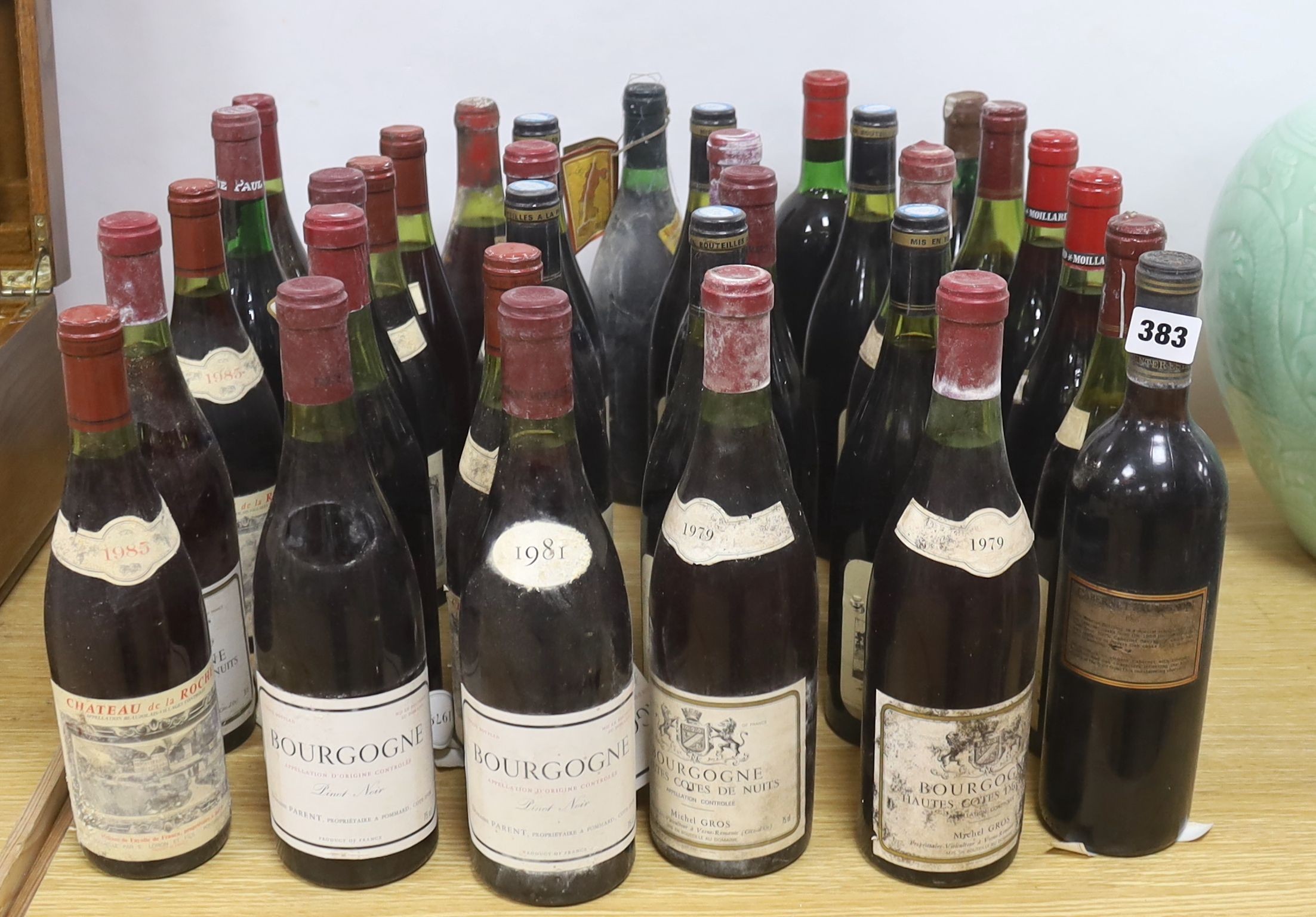 A quantity of mixed French Burgundy and Bordeaux and other red wines from 1969 and later, 33 in total, including one Château Cissac Cru Bourgeois 1969